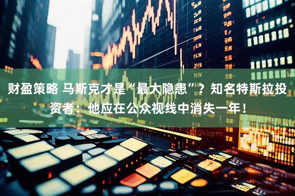 财盈策略 马斯克才是“最大隐患”？知名特斯拉投资者：他应在公众视线中消失一年！